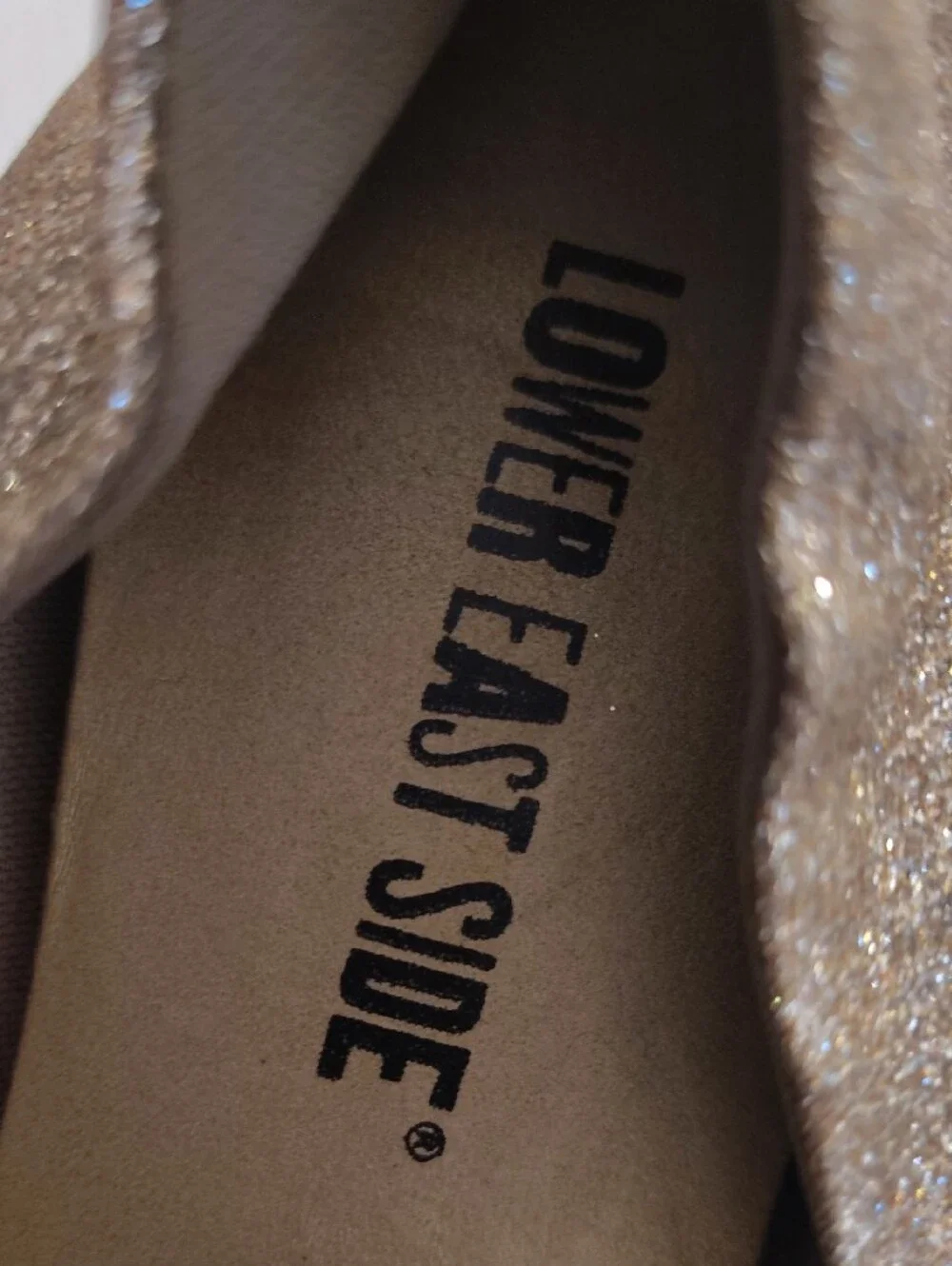 LOWER EAST SIDE Metallic Champagne Glitter Ballet Flats